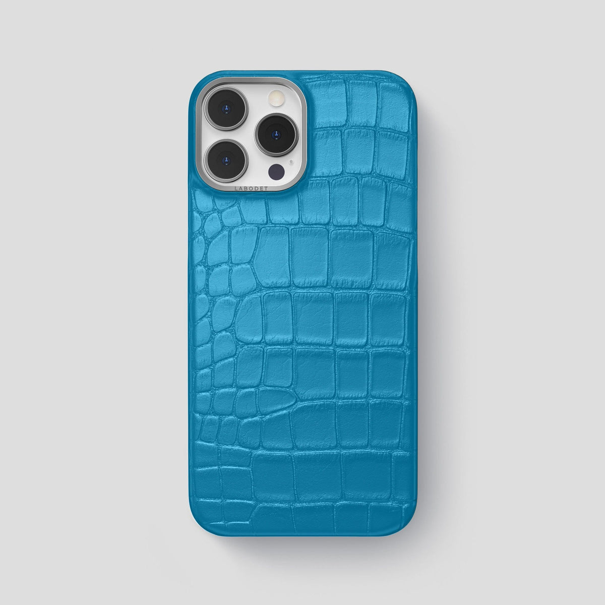 Curaçao-Blue iPhone 13 Pro Max Classic Case Alligator with Steel Metal -1 | Curaçao-Blue-Steel