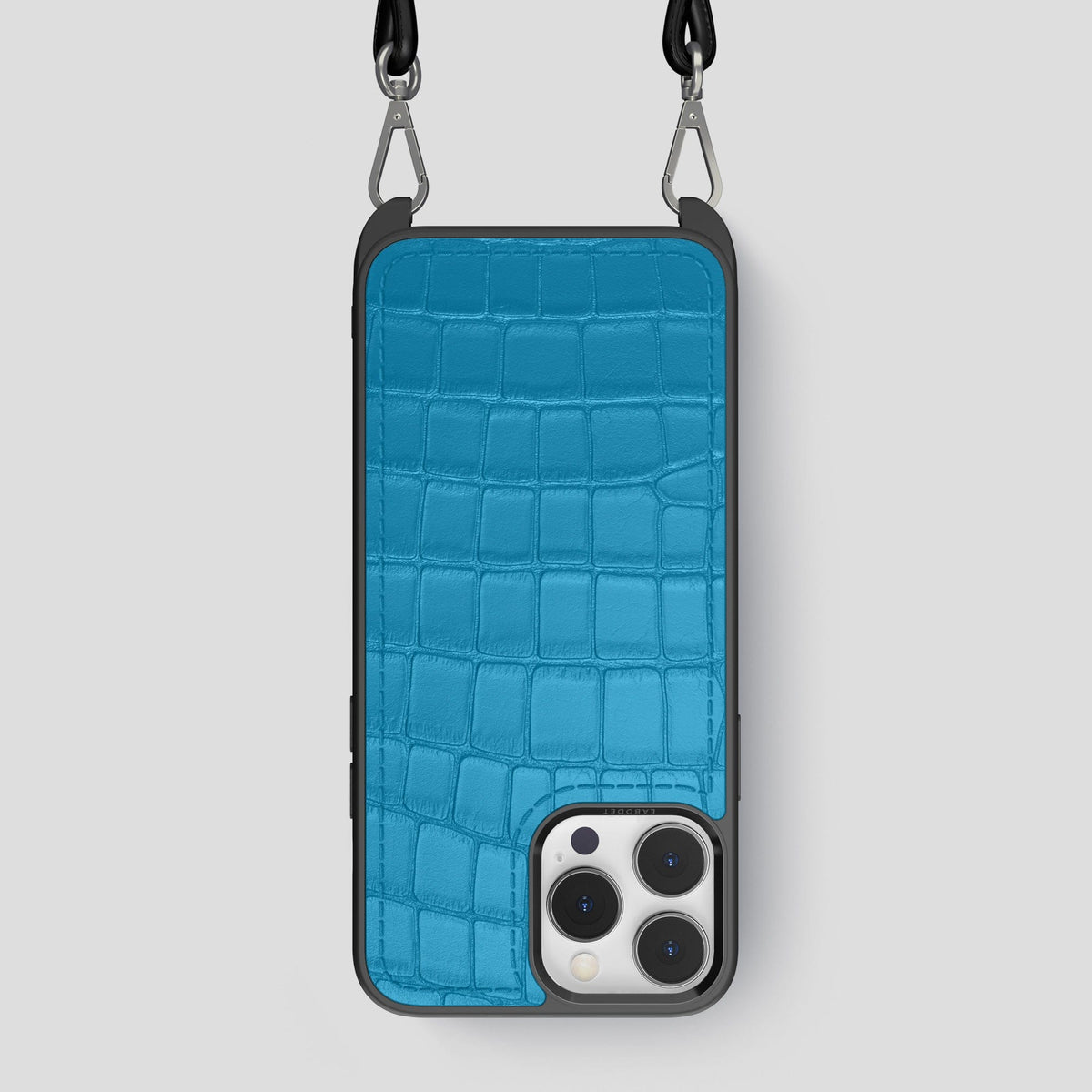 Curaçao-Blue iPhone 13 Pro Max Crossbody Sport Case Alligator -1 | Curaçao-Blue