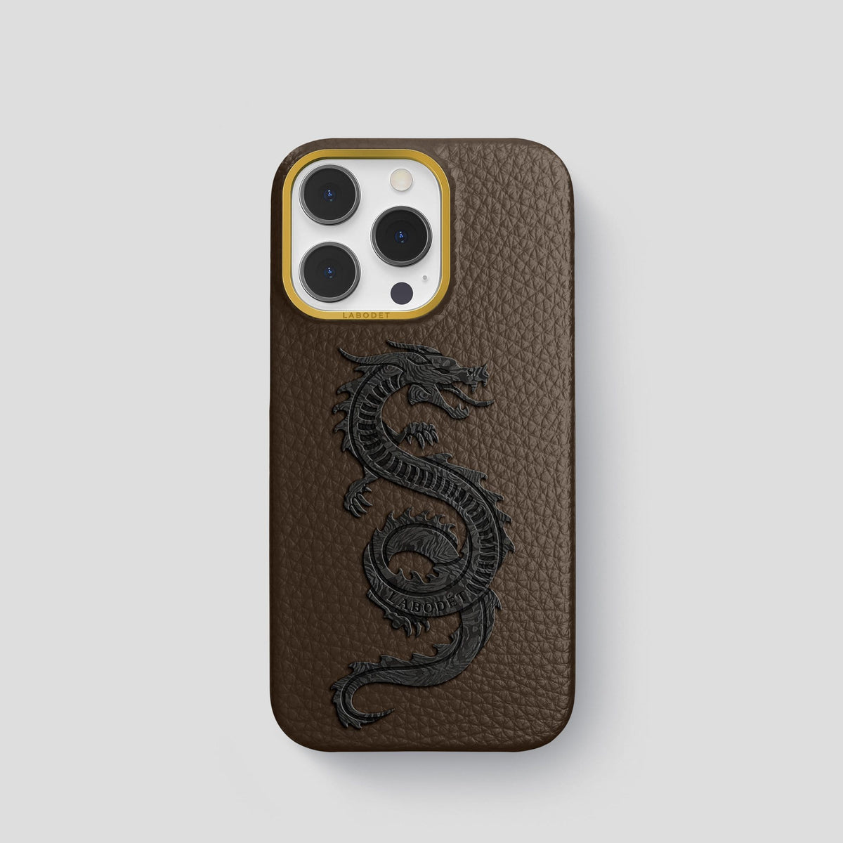 Dark Brown iPhone 13 Pro Classic Case Calf with Gold Metal -1 | Dark-Brown-Gold