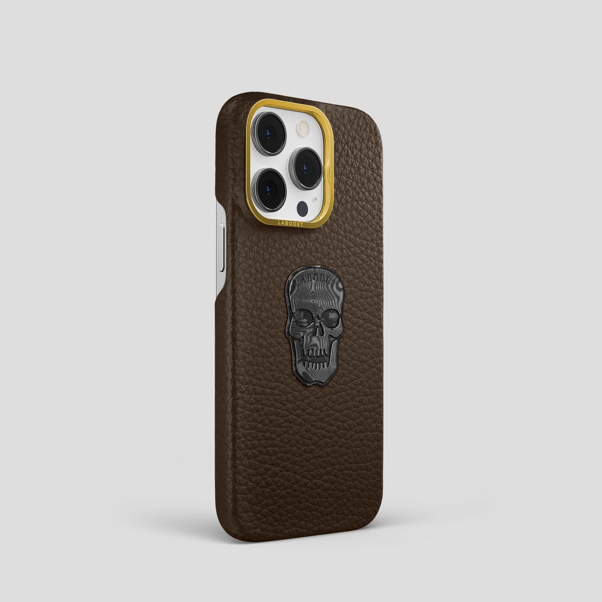 Dark Brown iPhone 13 Pro Classic Case Calf with Gold Metal -2 | Dark-Brown-Gold