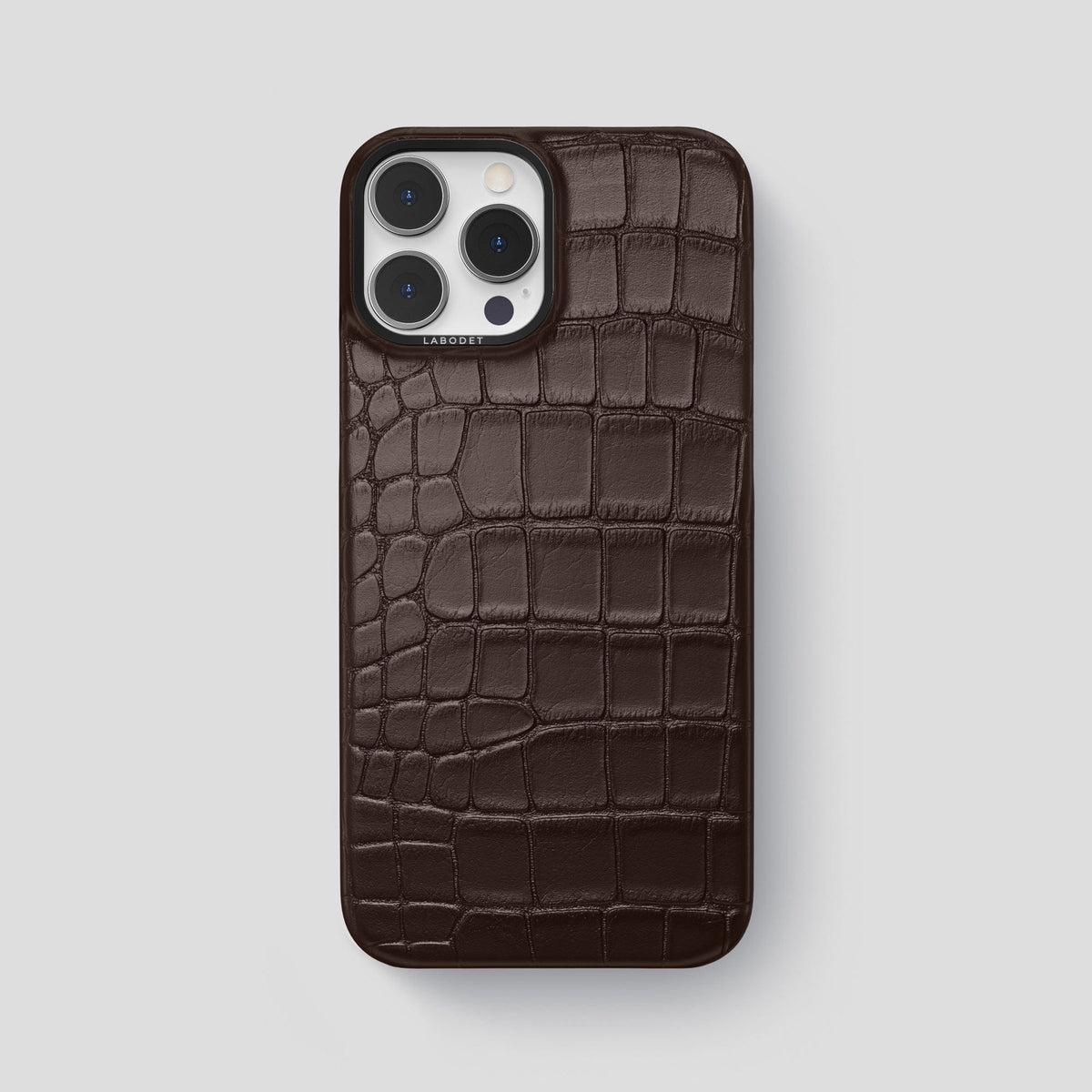 Dark Brown iPhone 13 Pro Max Classic Case Alligator with Black Metal -1 | Dark-Brown-Black