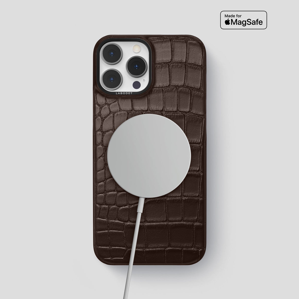 Dark Brown iPhone 13 Pro Max Classic Case Alligator with Black Metal -4 | Dark-Brown-Black