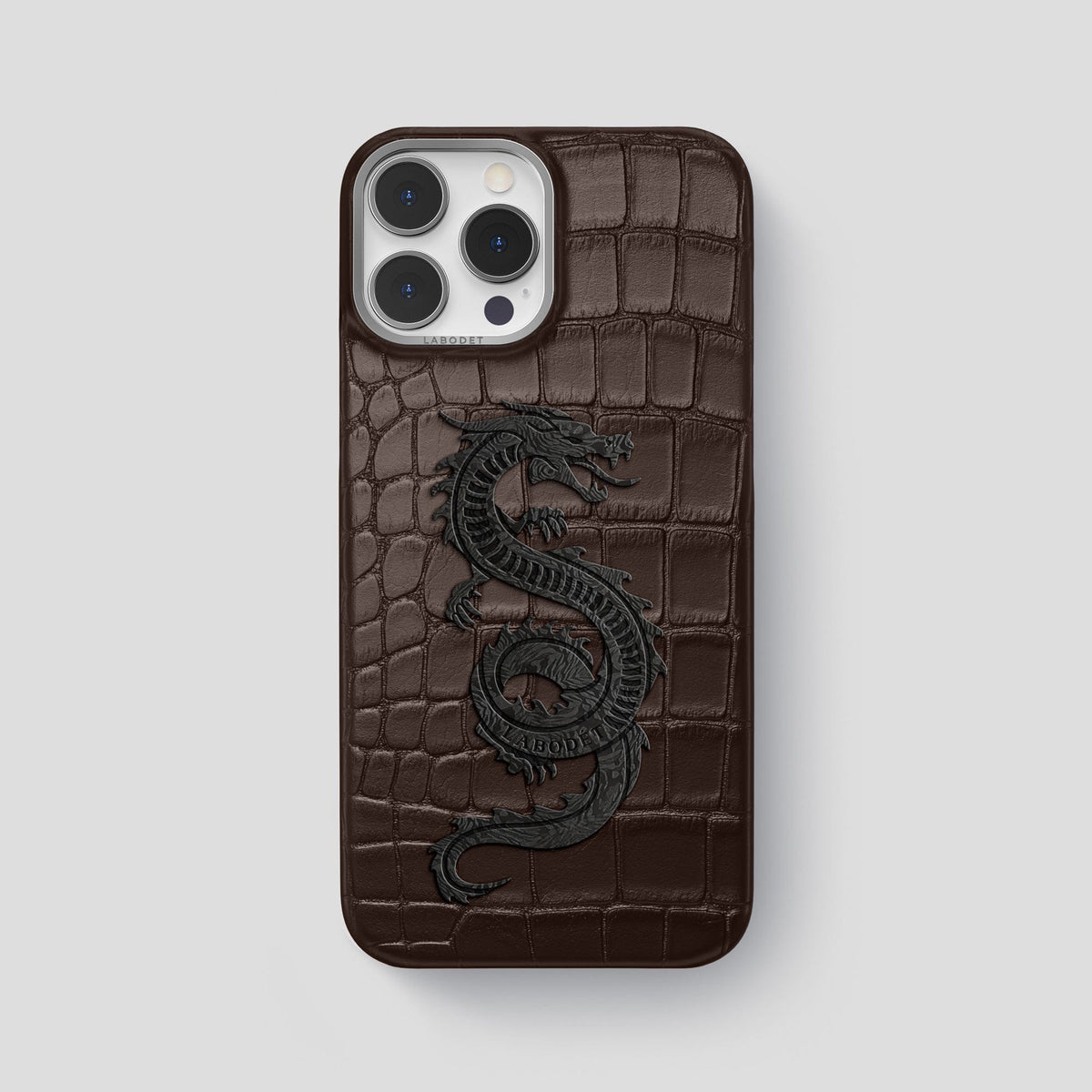 Dark Brown iPhone 13 Pro Max Classic Case Alligator with Steel Metal -1 | Dark-Brown-Steel
