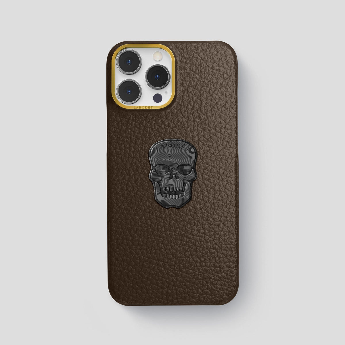 Dark Brown iPhone 13 Pro Max Classic Case Calf with Gold Metal -1 | Dark-Brown-Gold