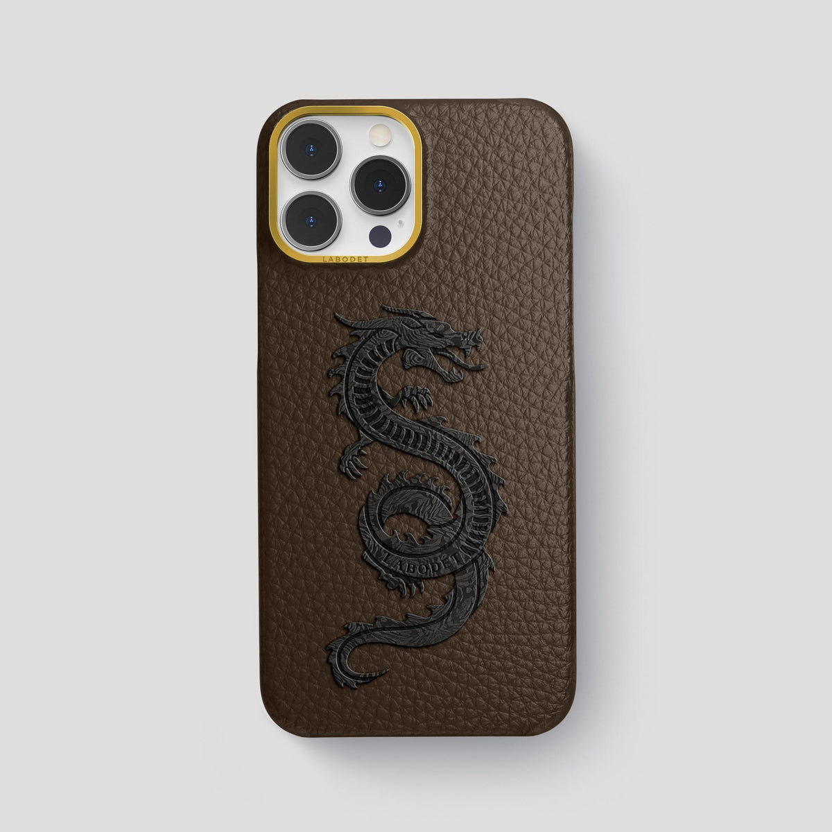 Dark Brown iPhone 13 Pro Max Classic Case Calf with Gold Metal -1 | Dark-Brown-Gold