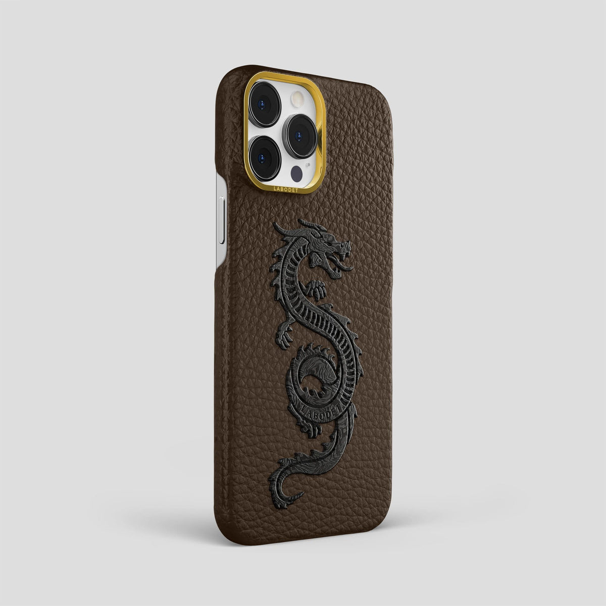 Dark Brown iPhone 13 Pro Max Classic Case Calf with Gold Metal -2 | Dark-Brown-Gold