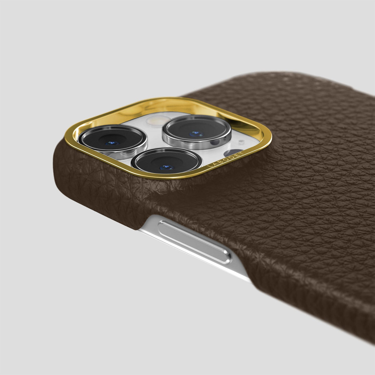 Dark Brown iPhone 13 Pro Max Classic Case Calf with Gold Metal -6 | Dark-Brown-Gold
