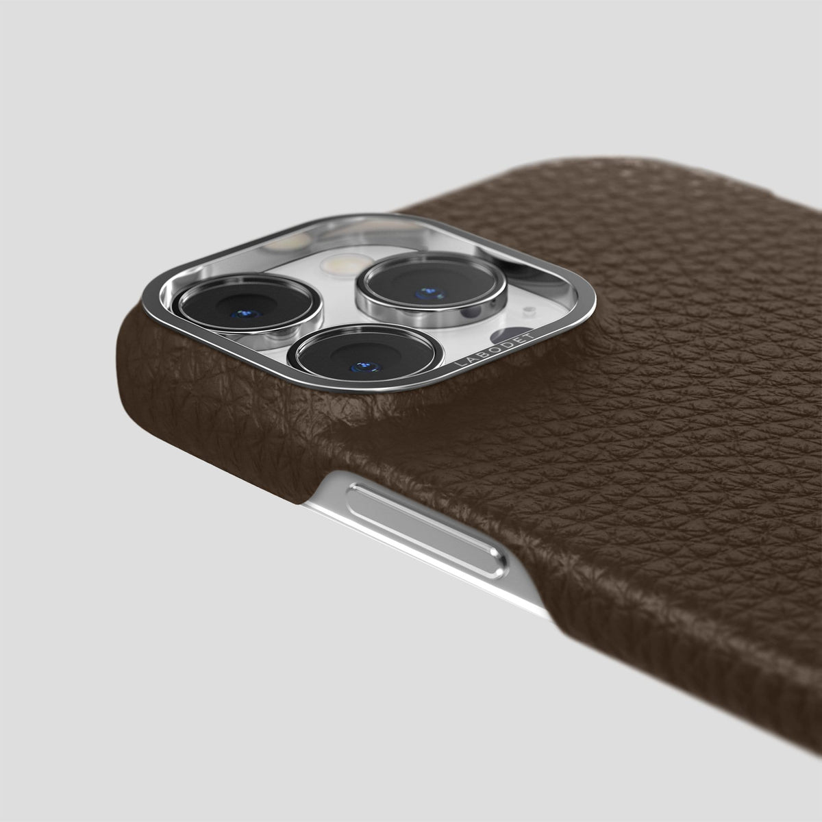 Dark Brown iPhone 13 Pro Max Classic Case Calf with Steel Metal -6 | Dark-Brown-Steel