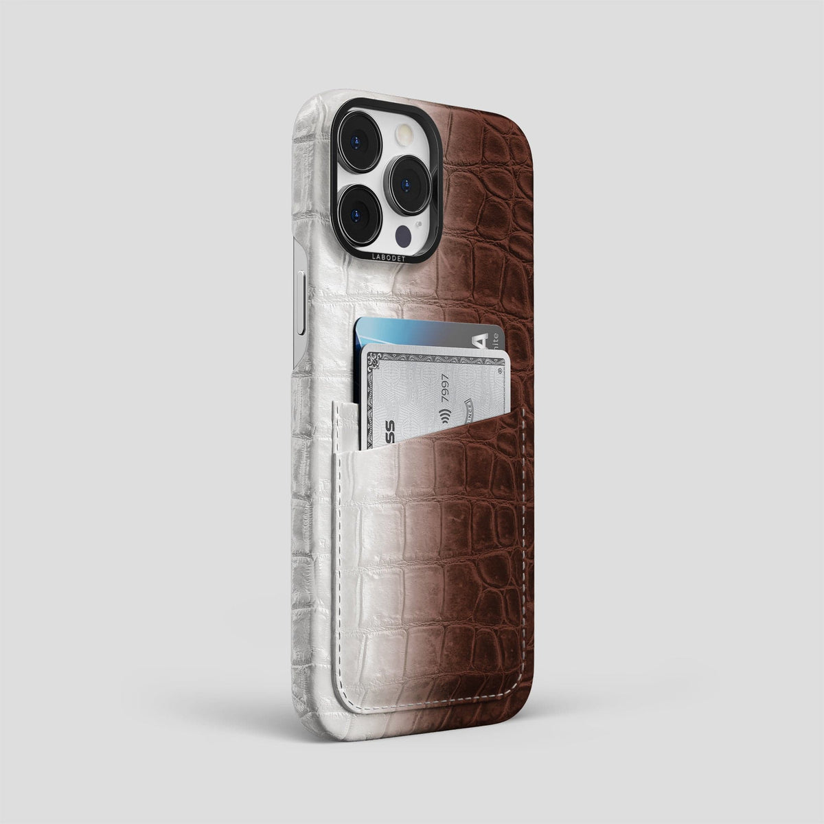 Dark Brown iPhone 13 Pro Max Himalaya Card Case with Black Metal -2 | Dark-Brown-Black