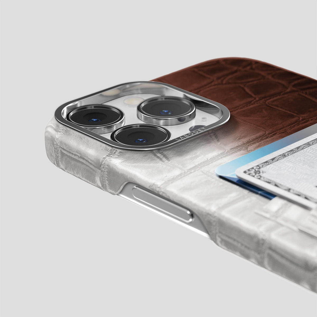 Dark Brown iPhone 13 Pro Max Himalaya Card Case with Steel Metal -5 | Dark-Brown-Steel