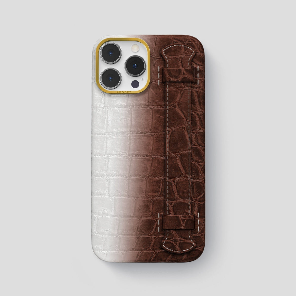 Dark Brown iPhone 13 Pro Max Himalaya Strap Case with Gold Metal -1 | Dark-Brown-Gold