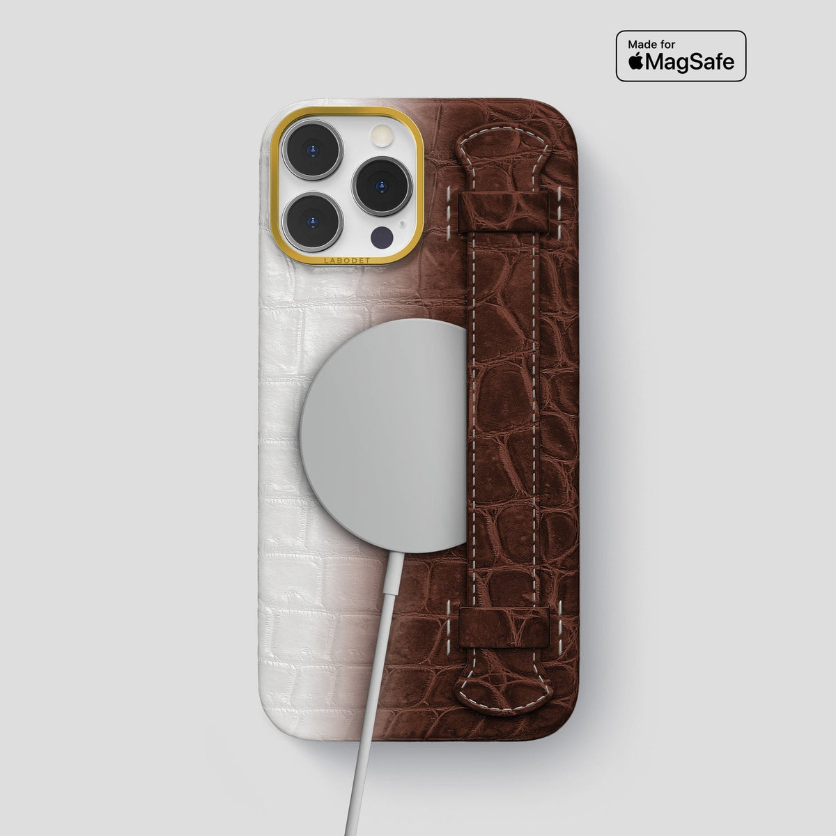 Dark Brown iPhone 13 Pro Max Himalaya Strap Case with Gold Metal -5 | Dark-Brown-Gold