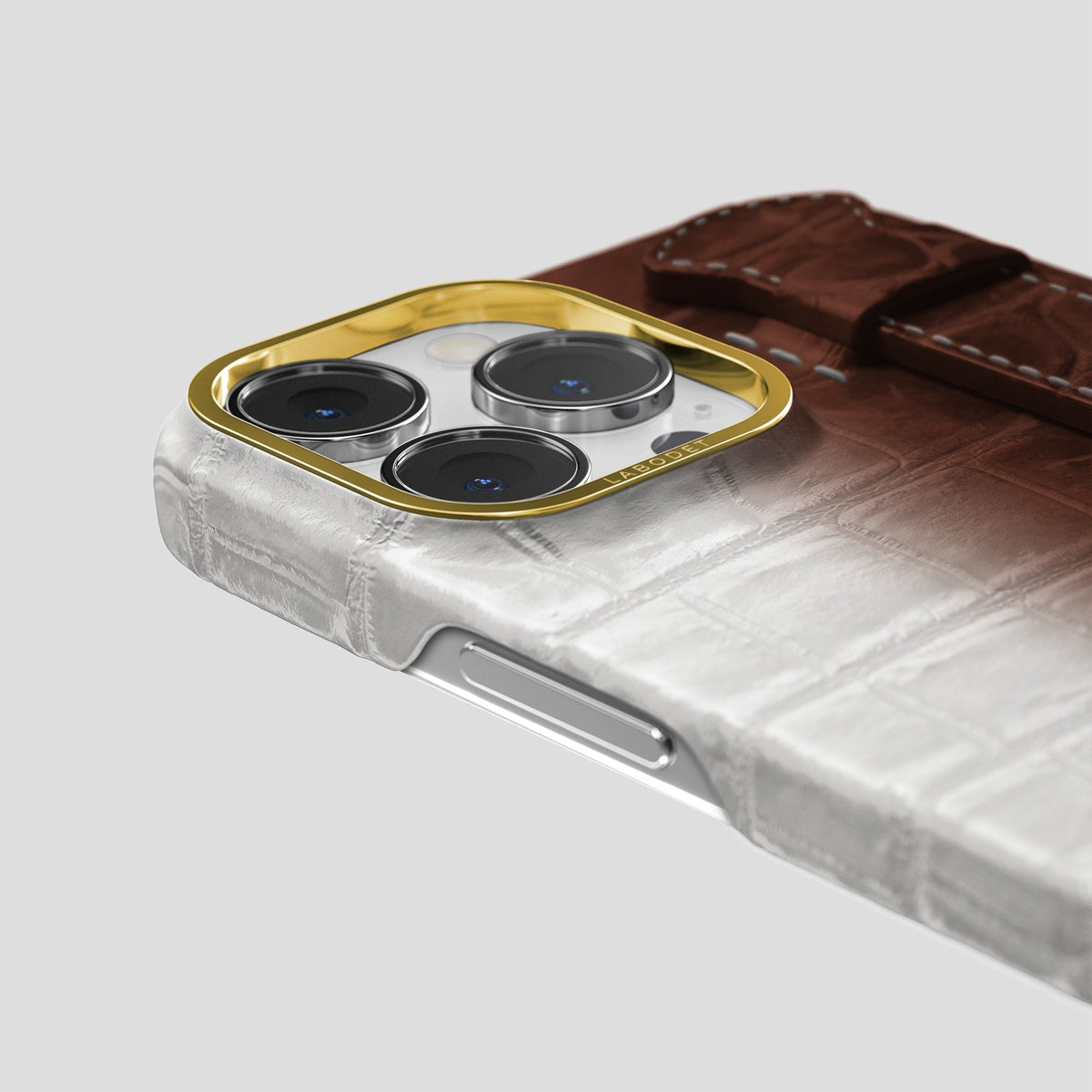 Dark Brown iPhone 13 Pro Max Himalaya Strap Case with Gold Metal -6 | Dark-Brown-Gold