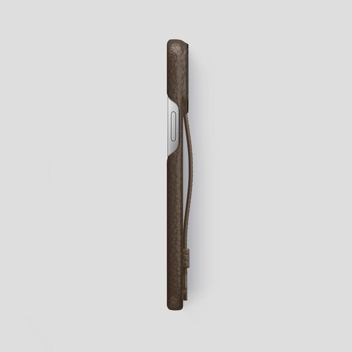 Dark Brown iPhone 13 Pro Max Strap Case Calf with Black Metal -3 | Dark-Brown-Black