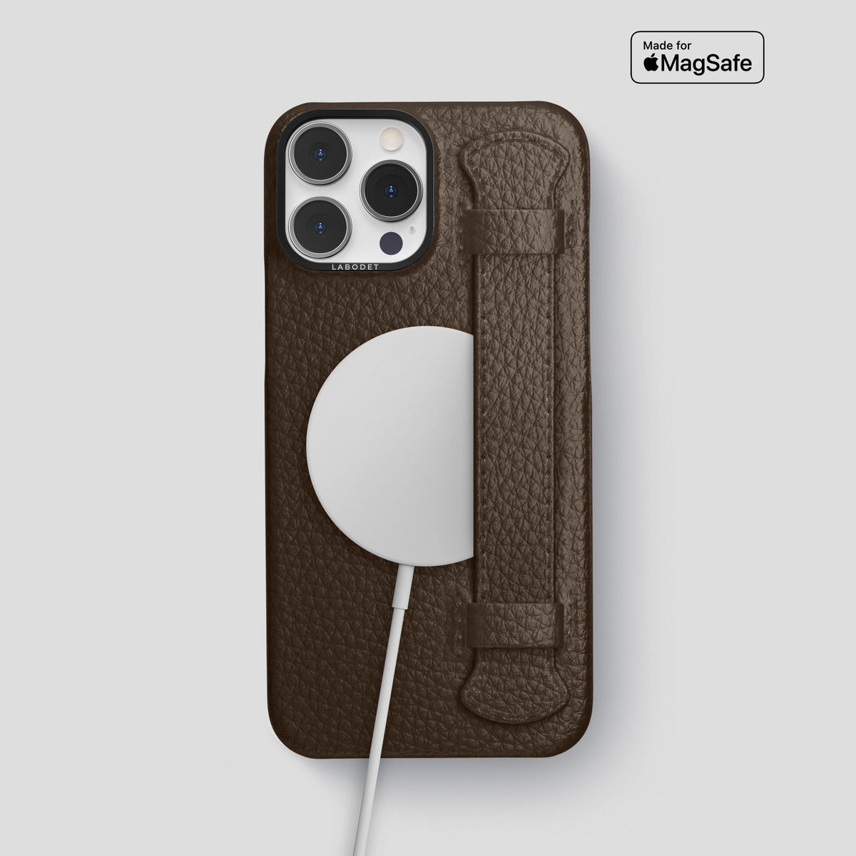 Dark Brown iPhone 13 Pro Max Strap Case Calf with Black Metal -5 | Dark-Brown-Black