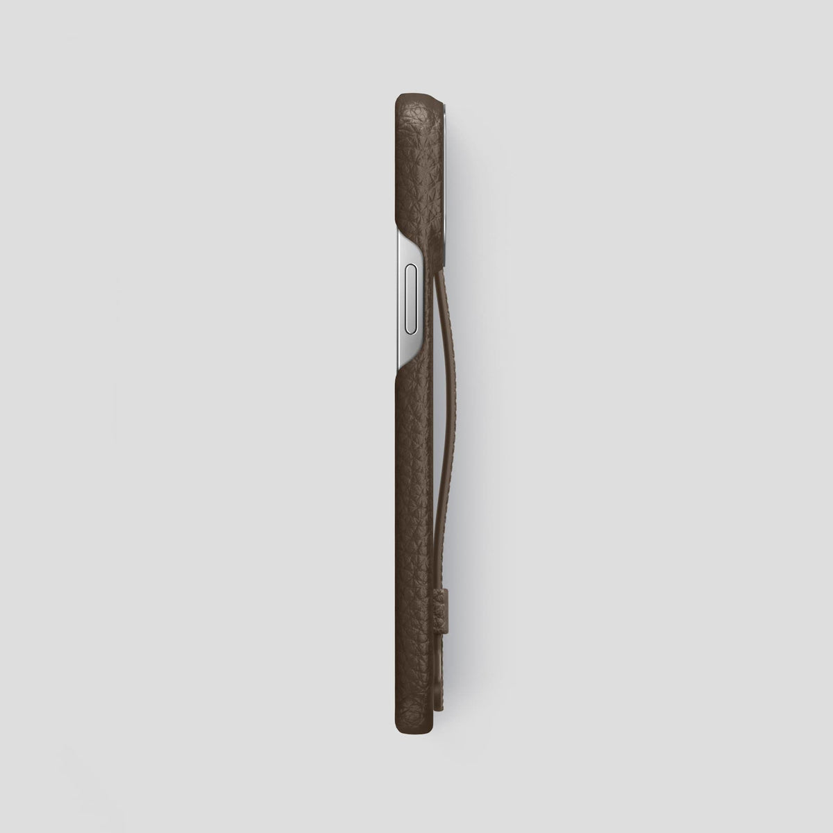 Dark Brown iPhone 13 Pro Max Strap Case Calf with Steel Metal -3 | Dark-Brown-Steel