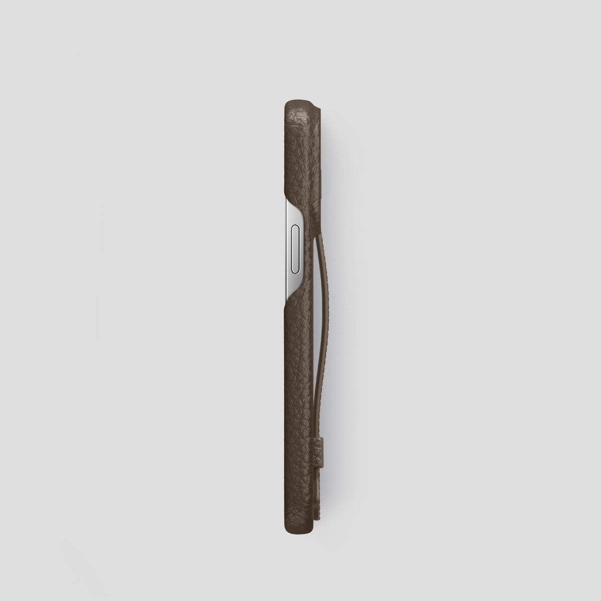 Dark Brown iPhone 13 Pro Strap Case Calf with Steel Metal -3 | Dark-Brown-Steel