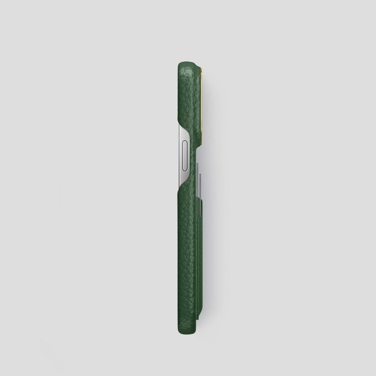 Dark Green iPhone 13 Pro Card Case Calf with Gold Metal -3 | Dark-Green-Gold