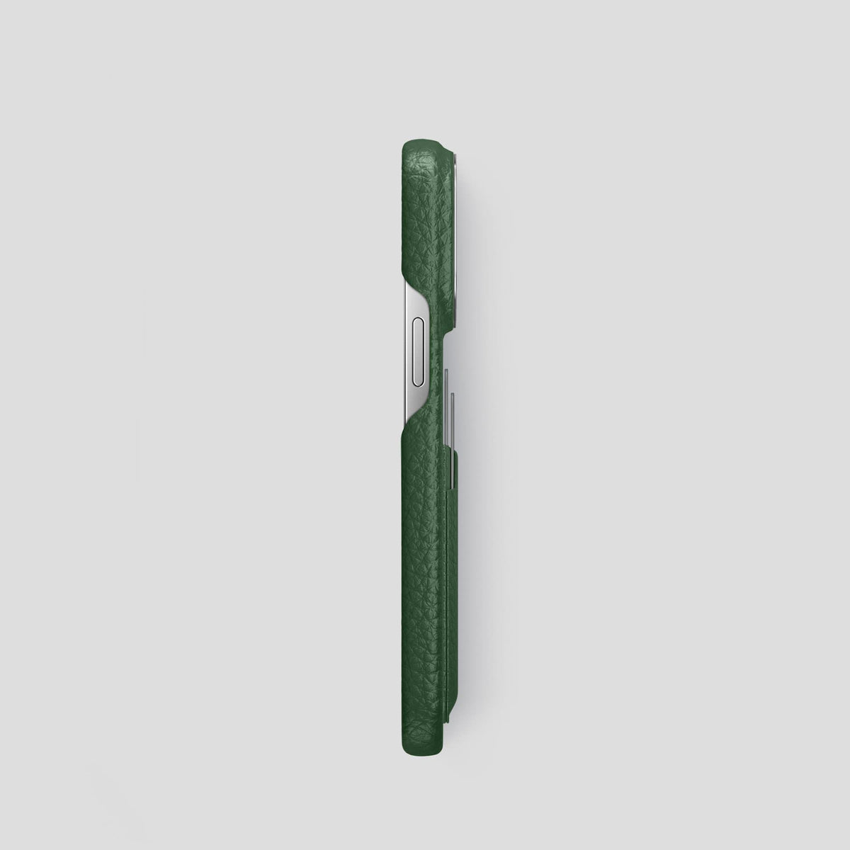 Dark Green iPhone 13 Pro Card Case Calf with Steel Metal -3 | Dark-Green-Steel