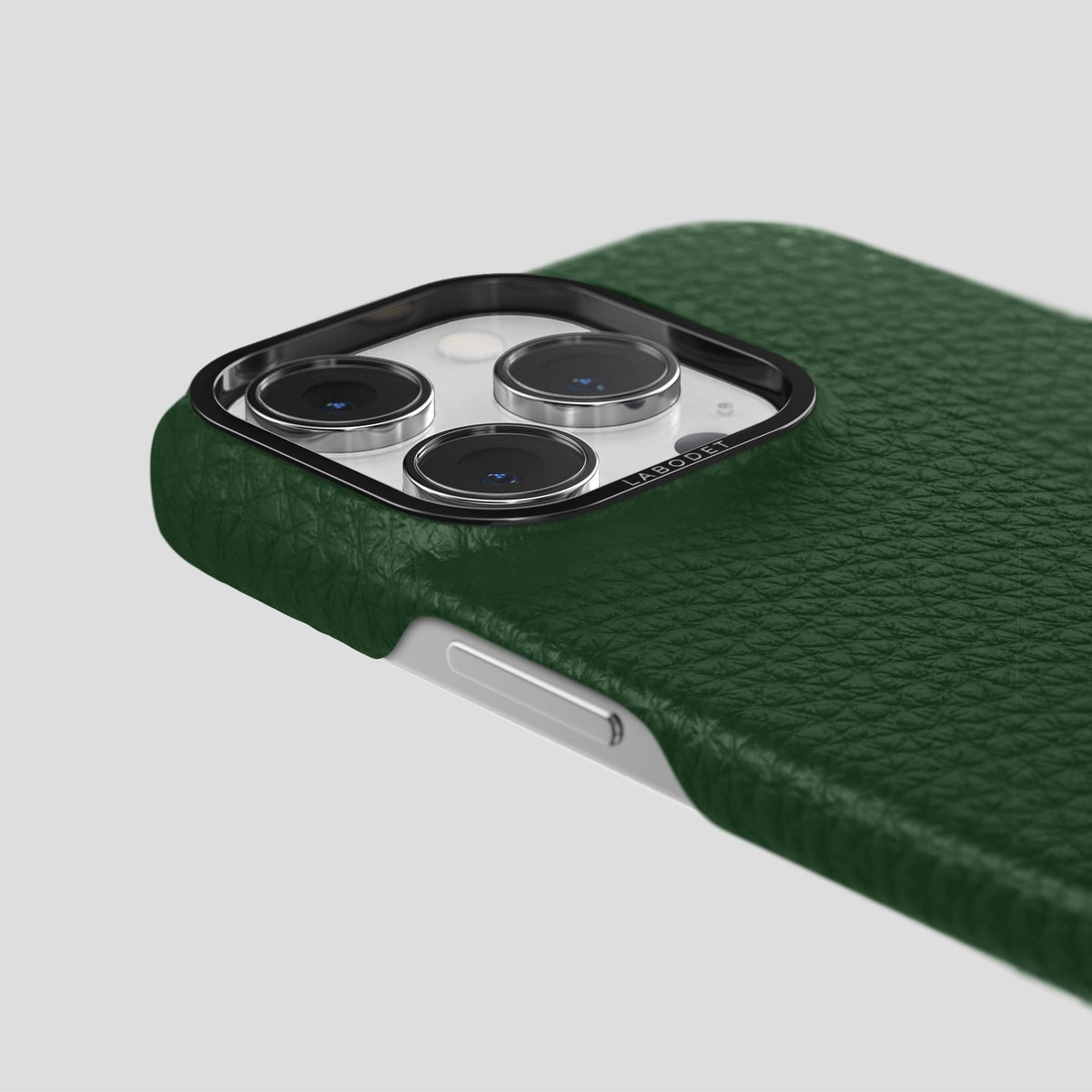 Dark Green iPhone 13 Pro Classic Case Calf with Black Metal -6 | Dark-Green-Black