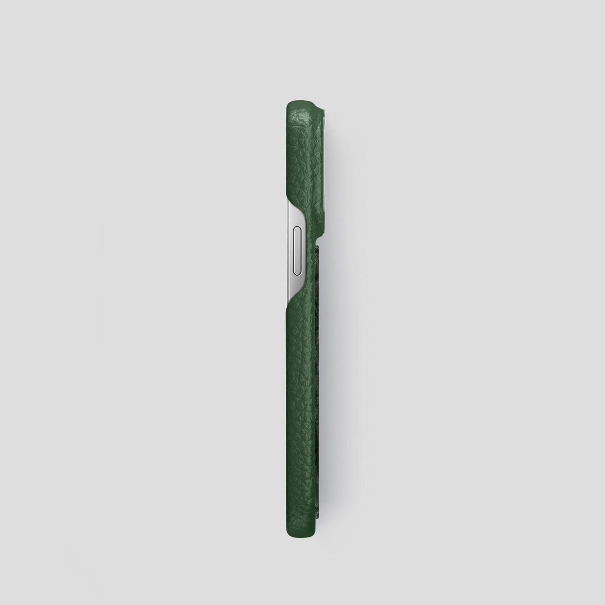 Dark Green iPhone 13 Pro Classic Case Calf with Steel Metal -3 | Dark-Green-Steel