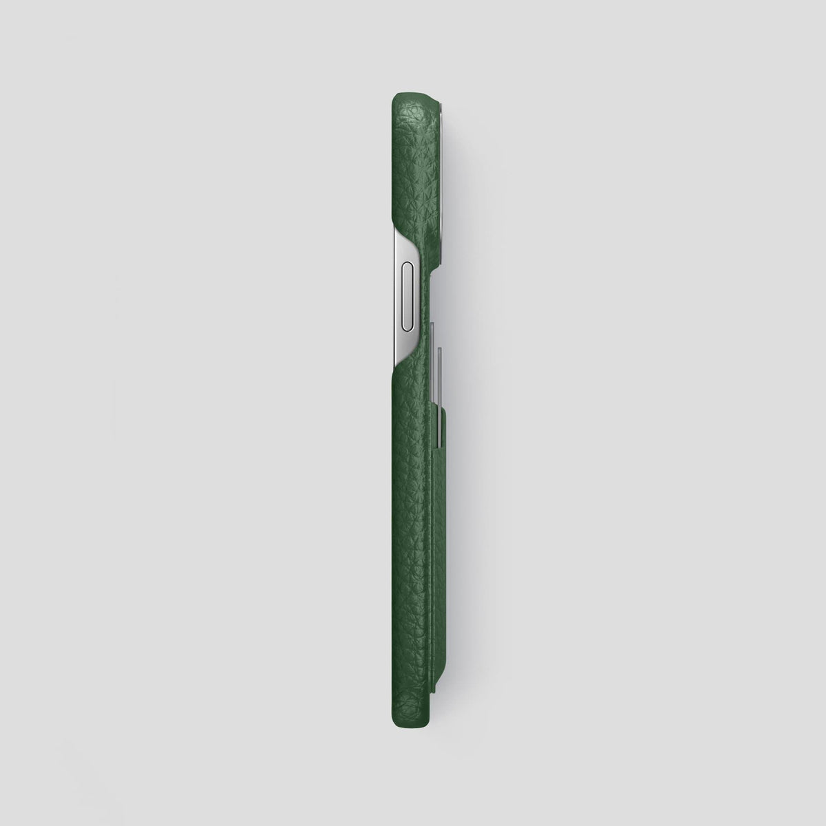 Dark Green iPhone 13 Pro Max Card Case Calf with Steel Metal -3 | Dark-Green-Steel