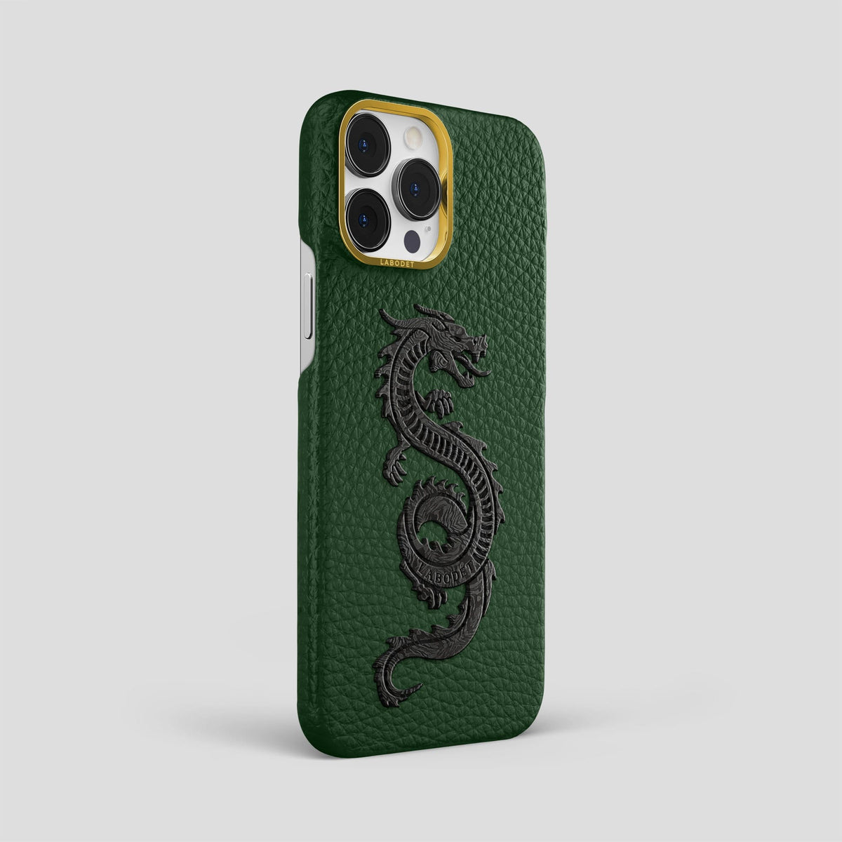 Dark Green iPhone 13 Pro Max Classic Case Calf with Gold Metal -2 | Dark-Green-Gold
