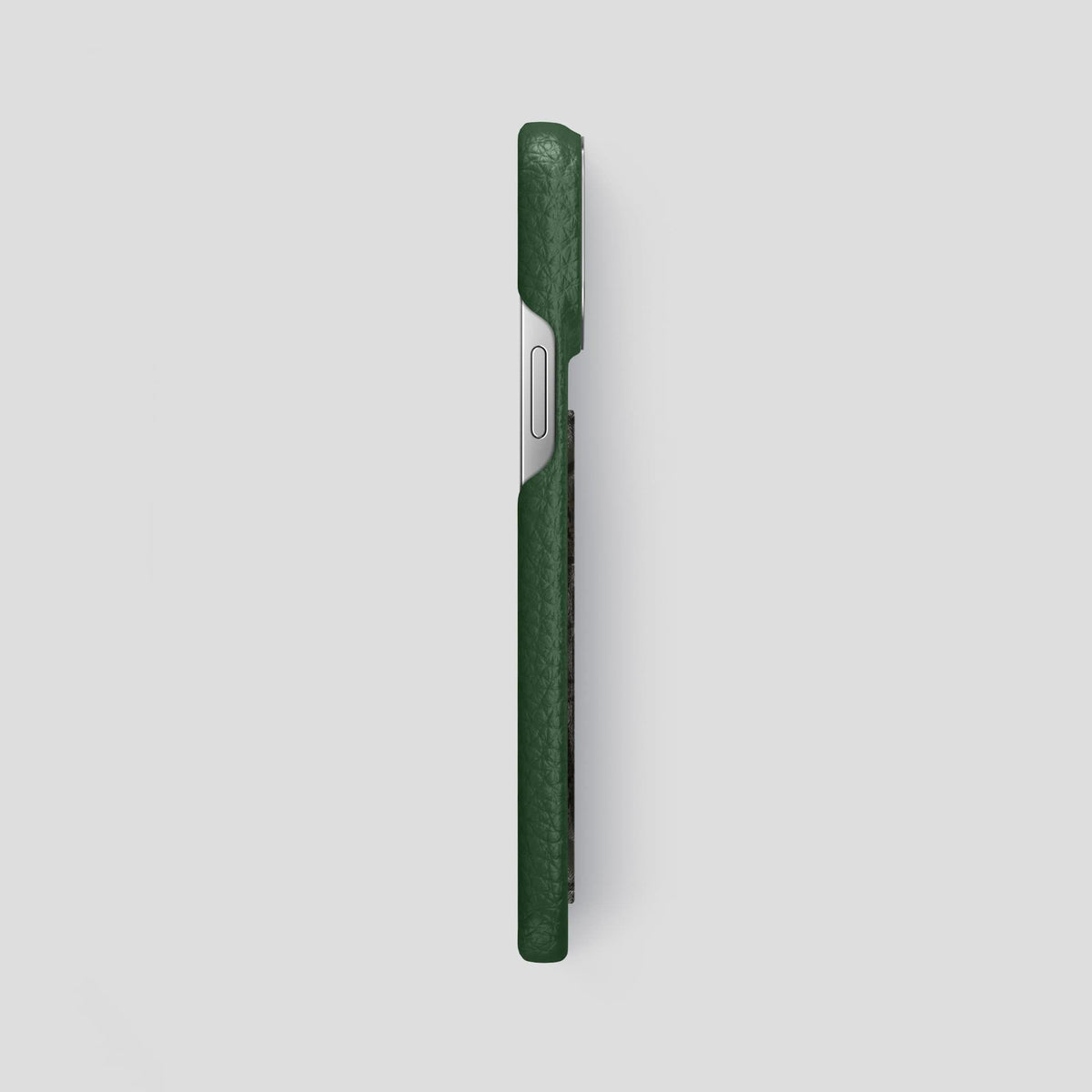 Dark Green iPhone 13 Pro Max Classic Case Calf with Steel Metal -3 | Dark-Green-Steel