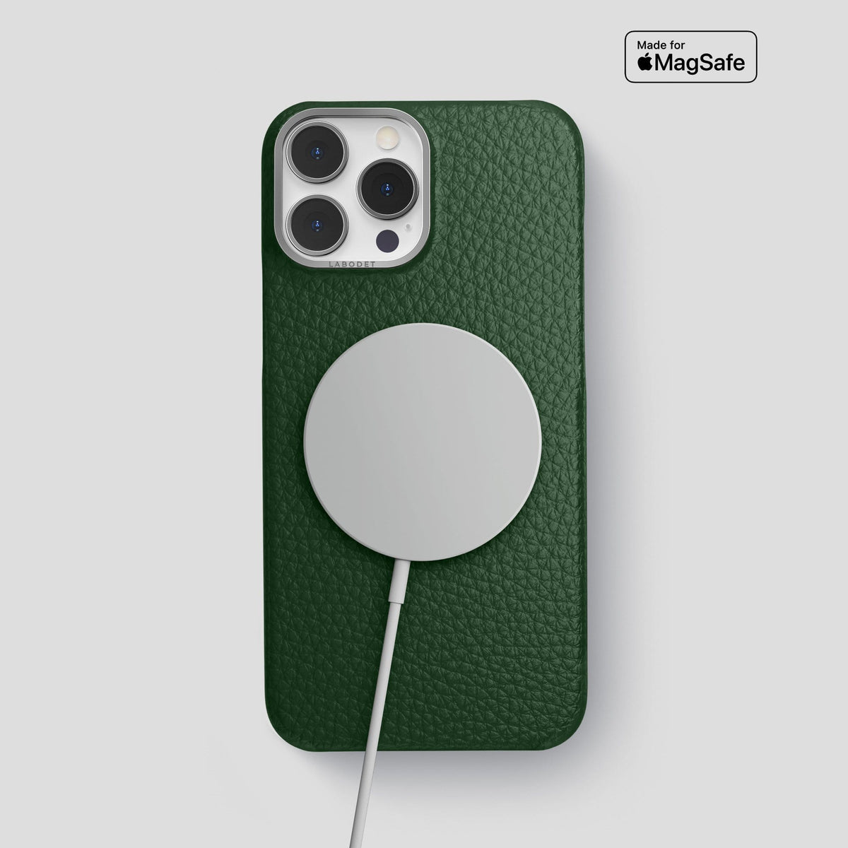 Dark Green iPhone 13 Pro Max Classic Case Calf with Steel Metal -5 | Dark-Green-Steel