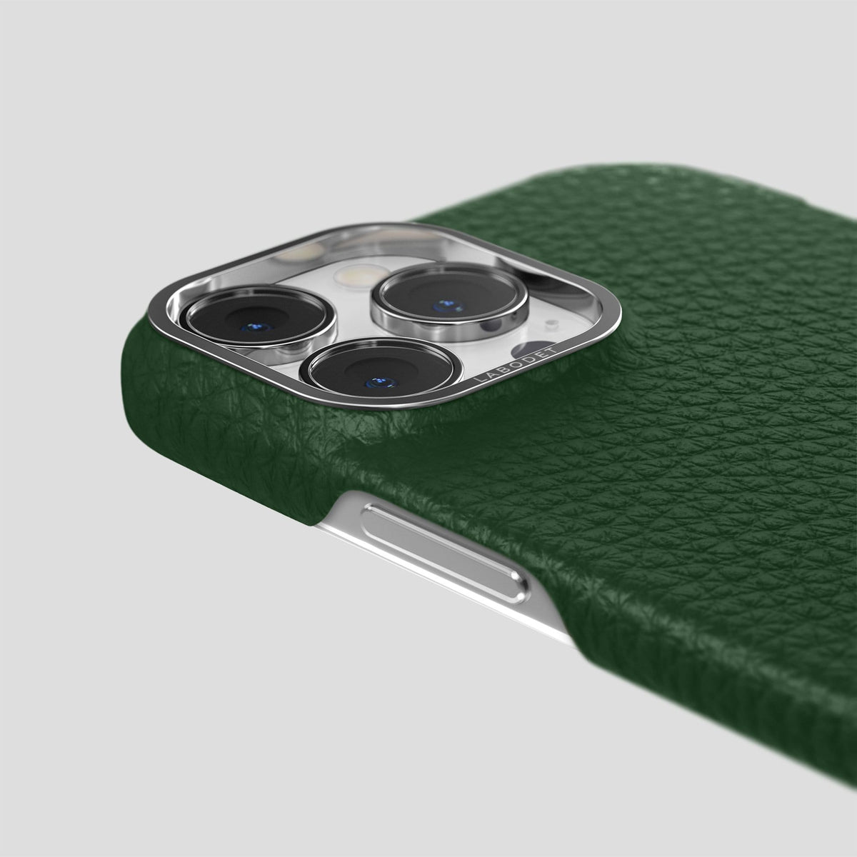 Dark Green iPhone 13 Pro Max Classic Case Calf with Steel Metal -6 | Dark-Green-Steel