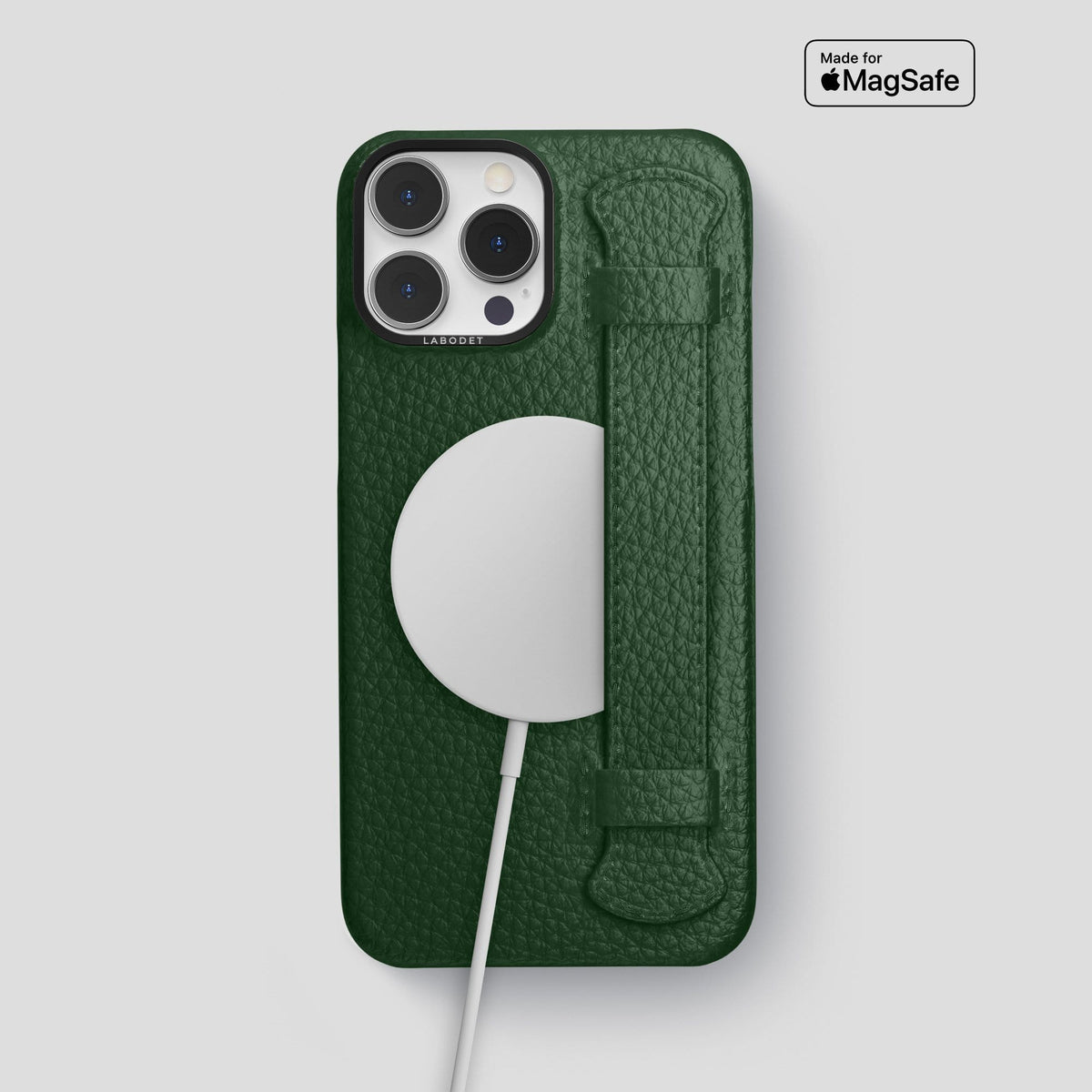 Dark Green iPhone 13 Pro Max Strap Case Calf with Black Metal -5 | Dark-Green-Black