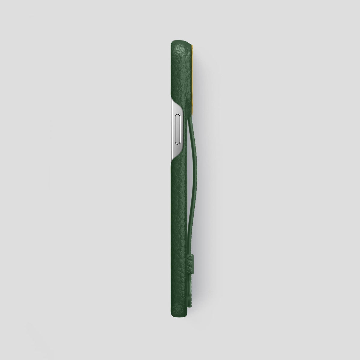 Dark Green iPhone 13 Pro Max Strap Case Calf with Gold Metal -3 | Dark-Green-Gold