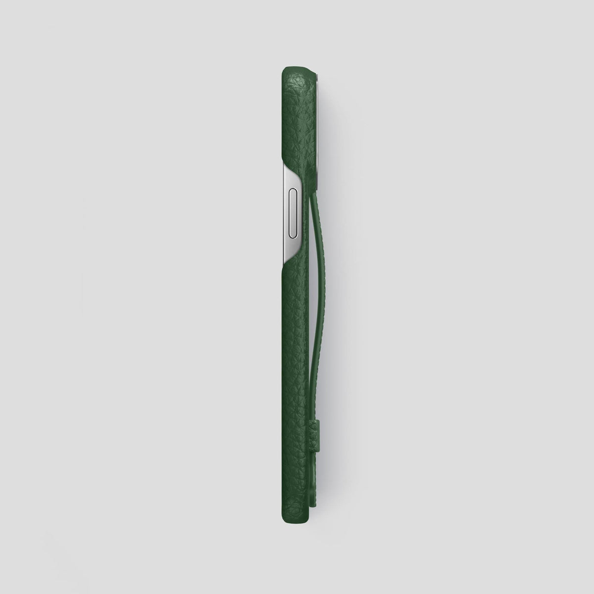 Dark Green iPhone 13 Pro Max Strap Case Calf with Steel Metal -3 | Dark-Green-Steel