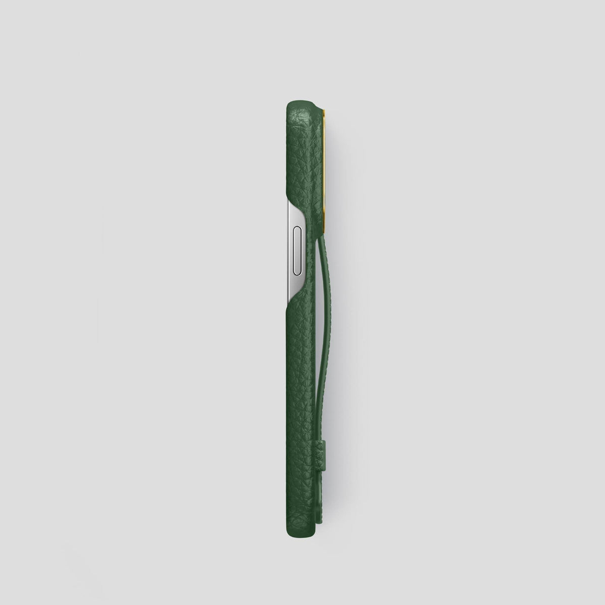 Dark Green iPhone 13 Pro Strap Case Calf with Gold Metal -3 | Dark-Green-Gold