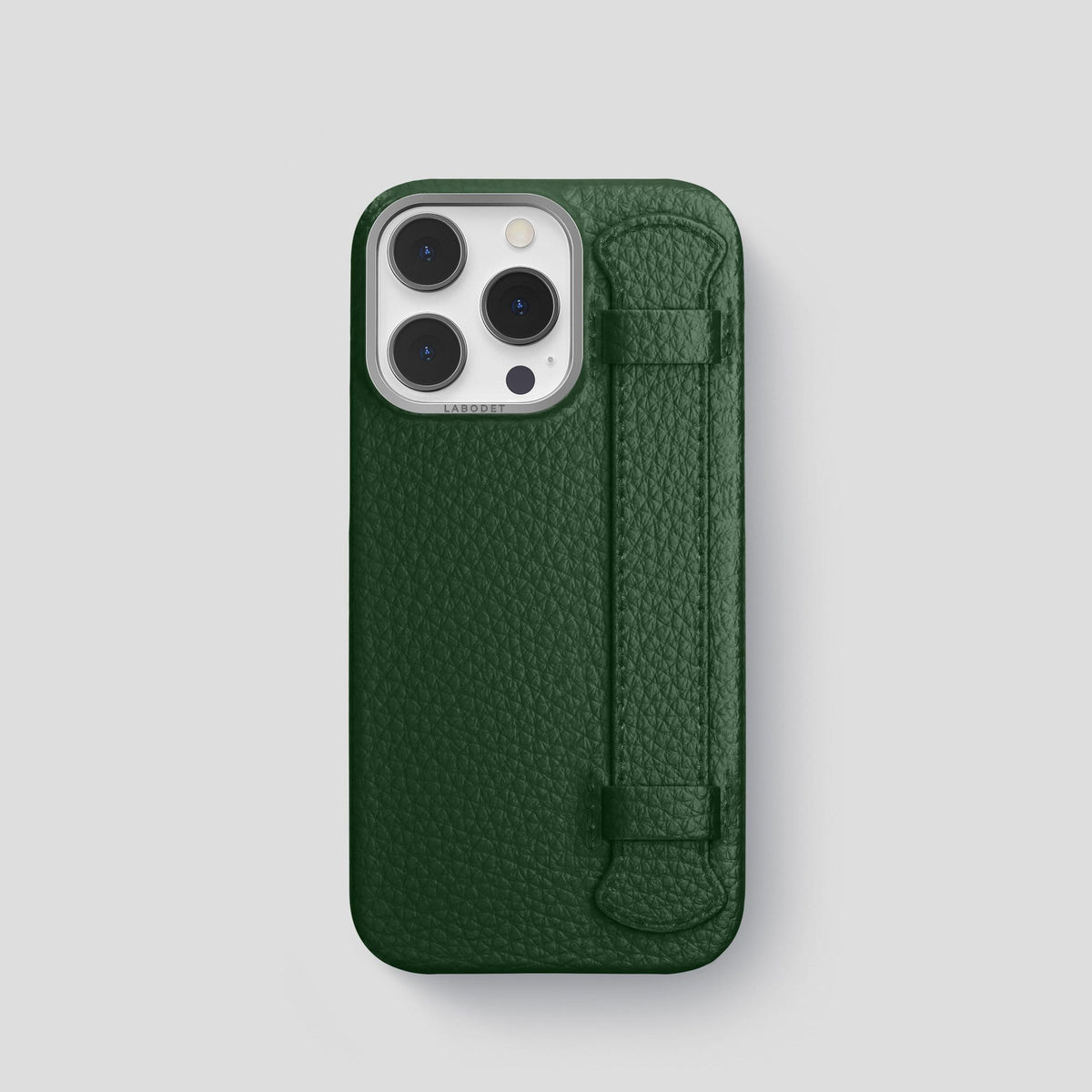 Dark Green iPhone 13 Pro Strap Case Calf with Steel Metal -1 | Dark-Green-Steel