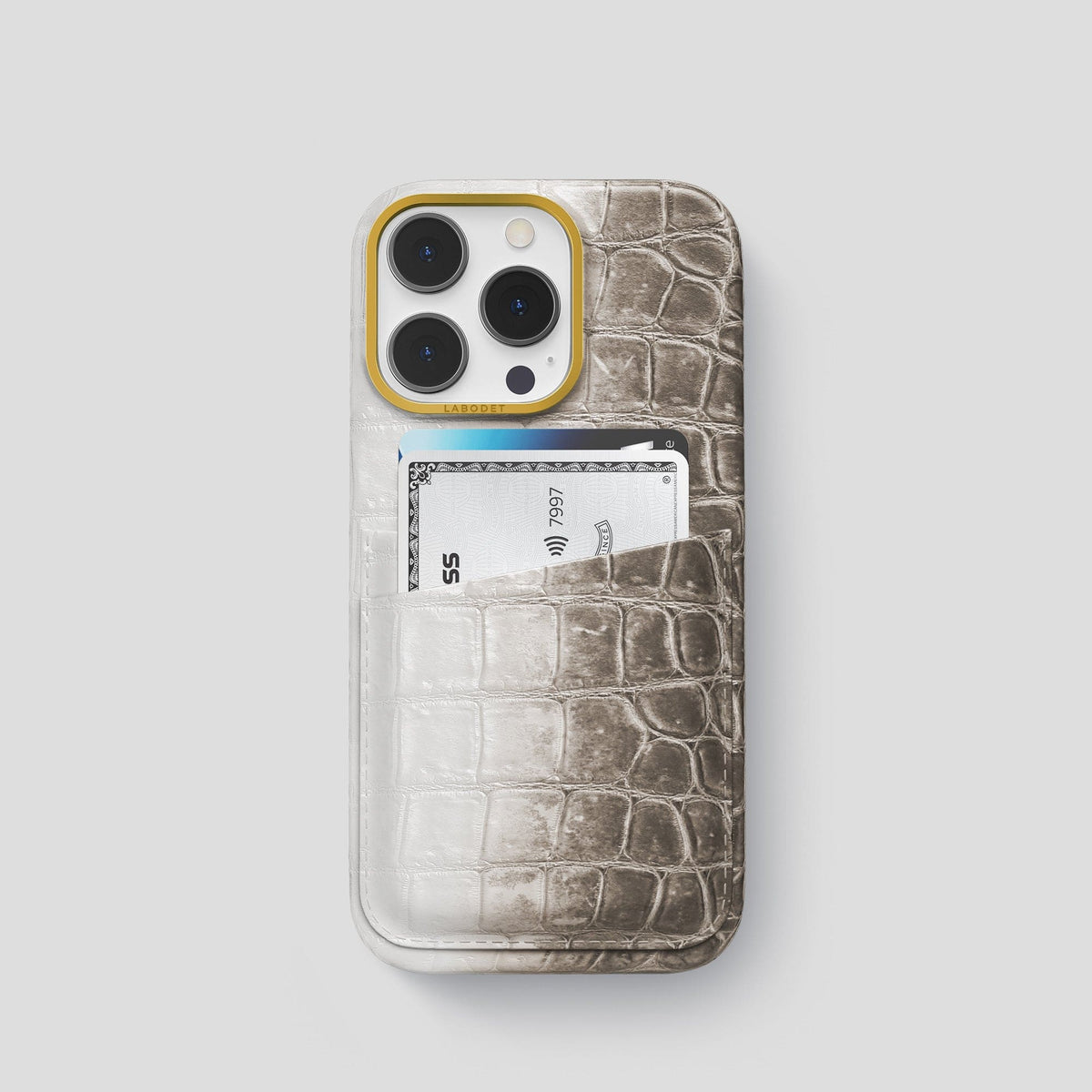 Dark iPhone 13 Pro Himalaya Card Case with Gold Metal -1 | Dark-Gold