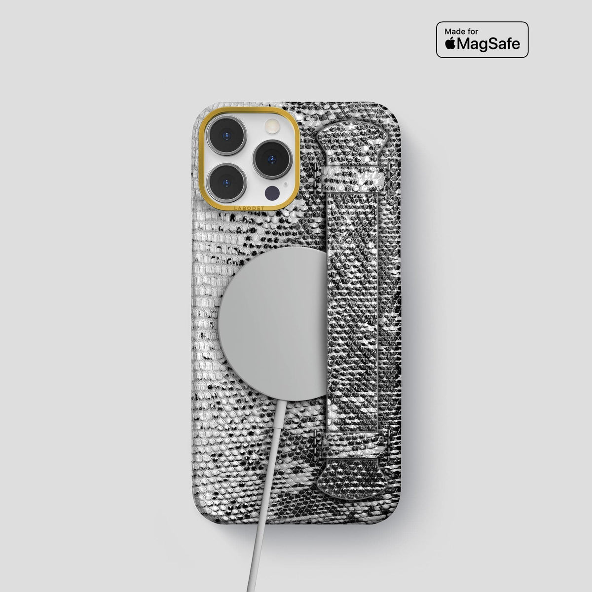 Dark iPhone 13 Pro Himalayan Lizard Strap Case with Gold Metal -5 | Dark-Gold