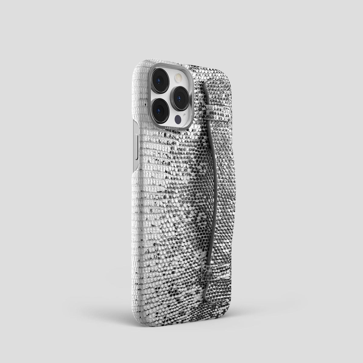 Dark iPhone 13 Pro Himalayan Lizard Strap Case with Steel Metal -2 | Dark-Steel