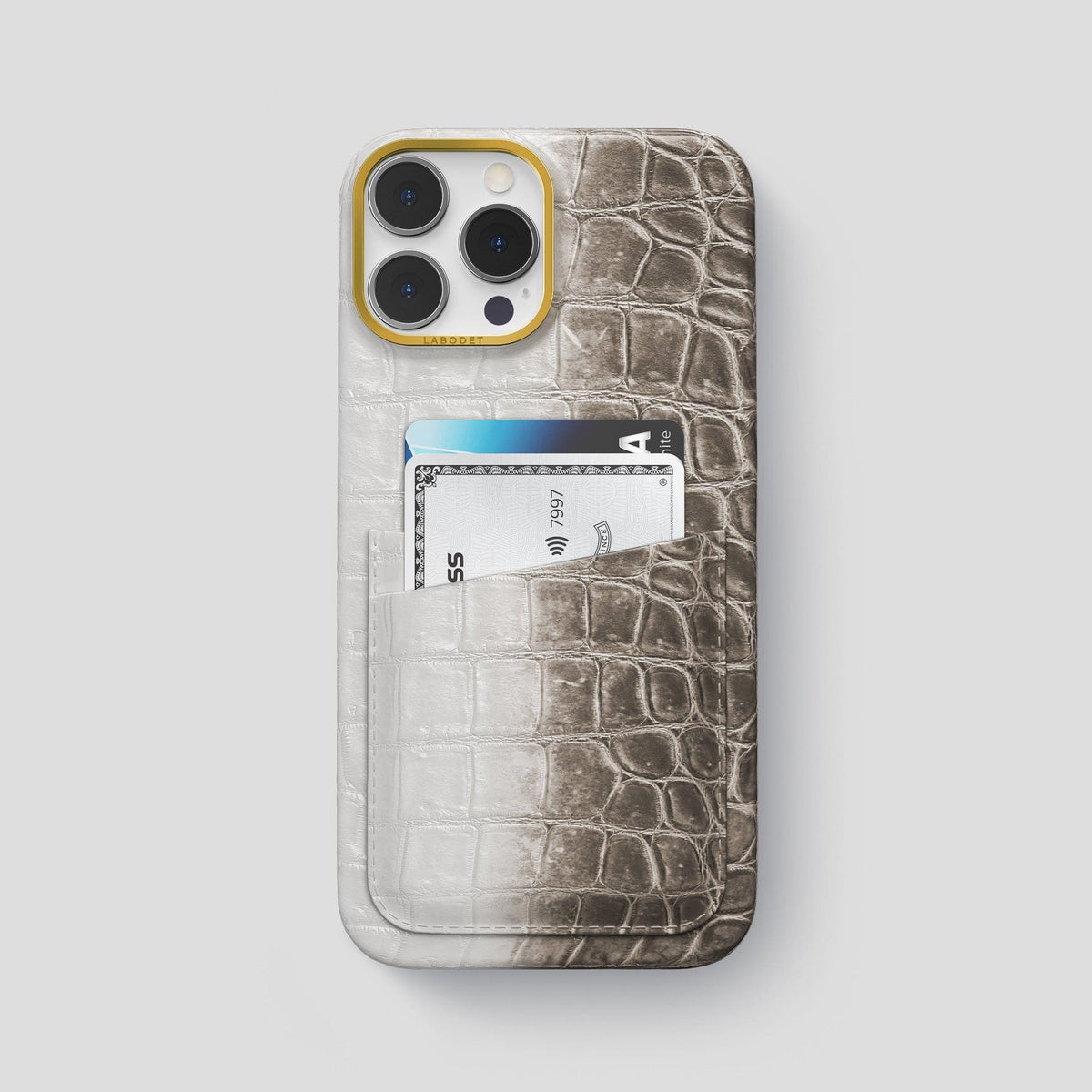 Dark iPhone 13 Pro Max Himalaya Card Case with Gold Metal -1 | Dark-Gold