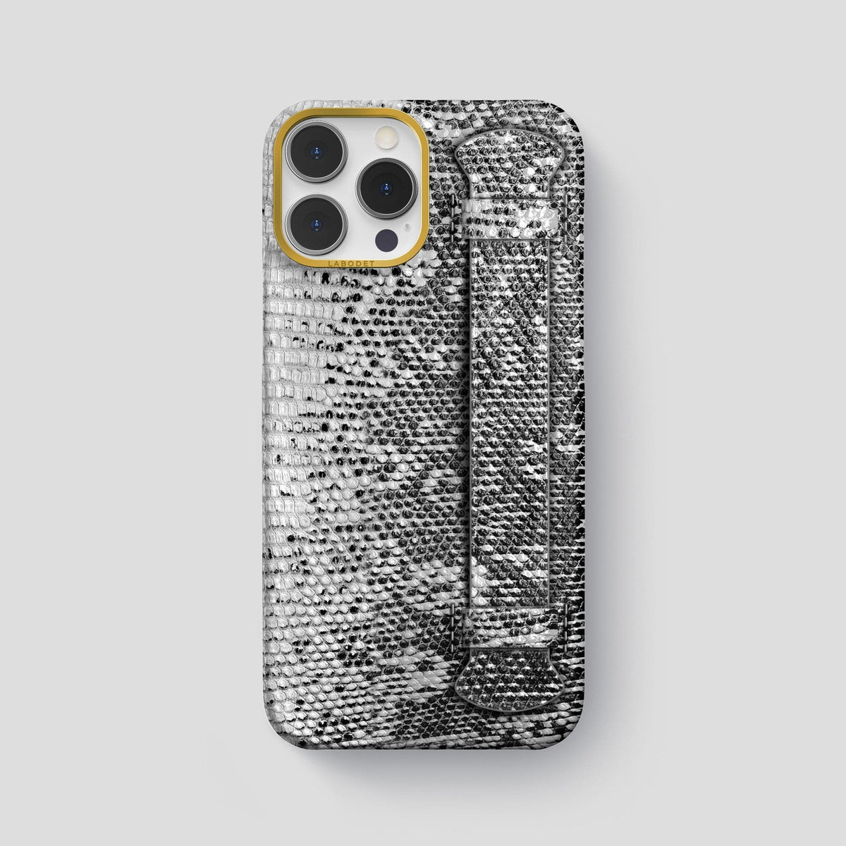 Dark iPhone 13 Pro Max Himalayan Lizard Strap Case with Gold Metal -1 | Dark-Gold