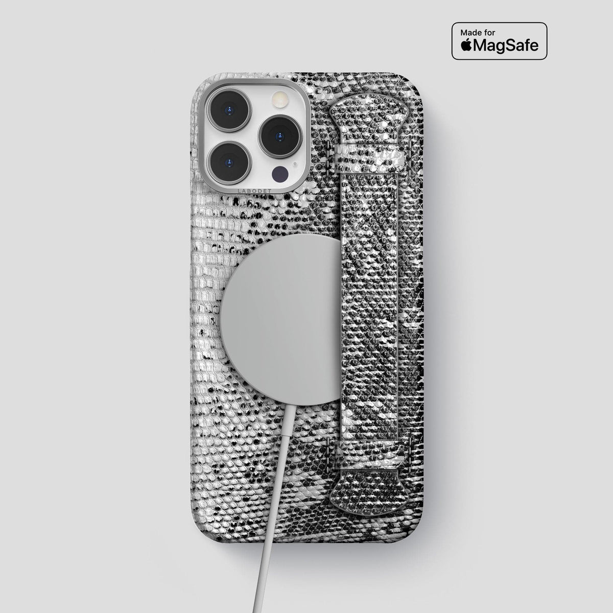 Dark iPhone 13 Pro Max Himalayan Lizard Strap Case with Steel Metal -5 | Dark-Steel
