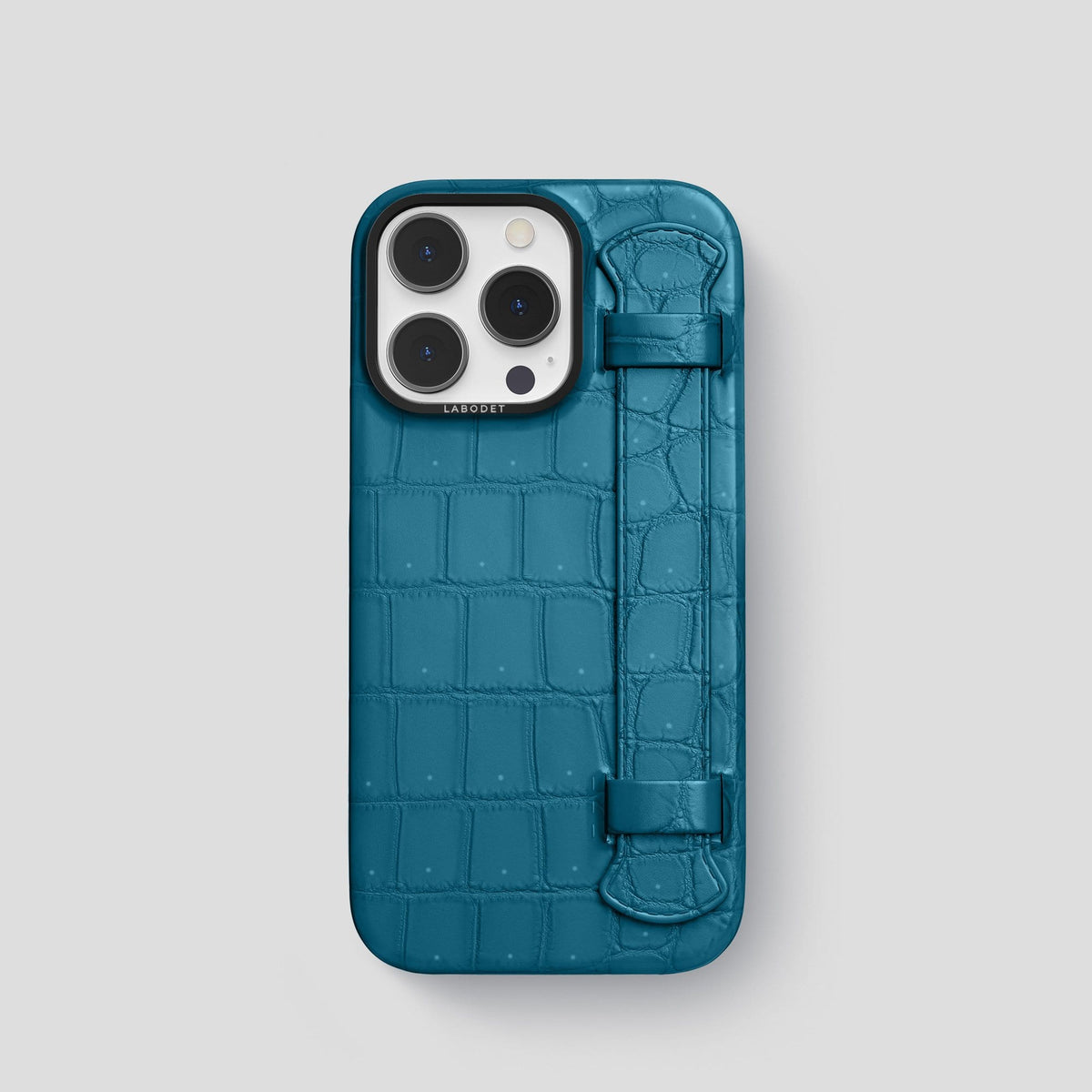 Duck Blue iPhone 13 Pro Strap Case with Black Metal -1 | Duck-Blue-Black