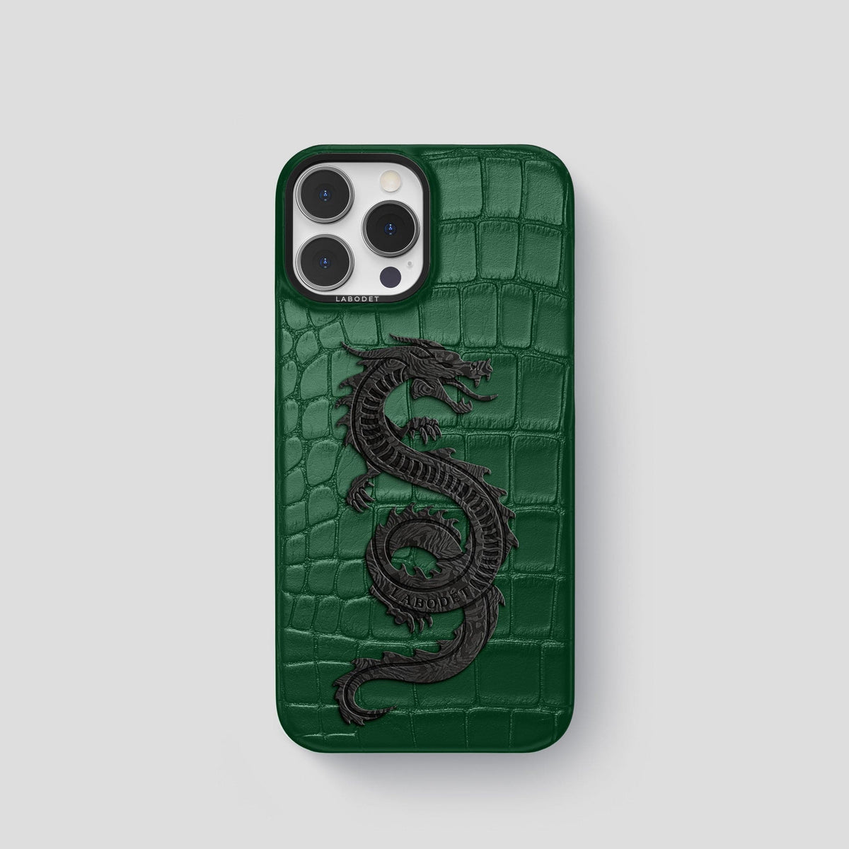 Forest-Green iPhone 13 Pro Classic Case Alligator with Black Metal -1 | Forest-Green-Black