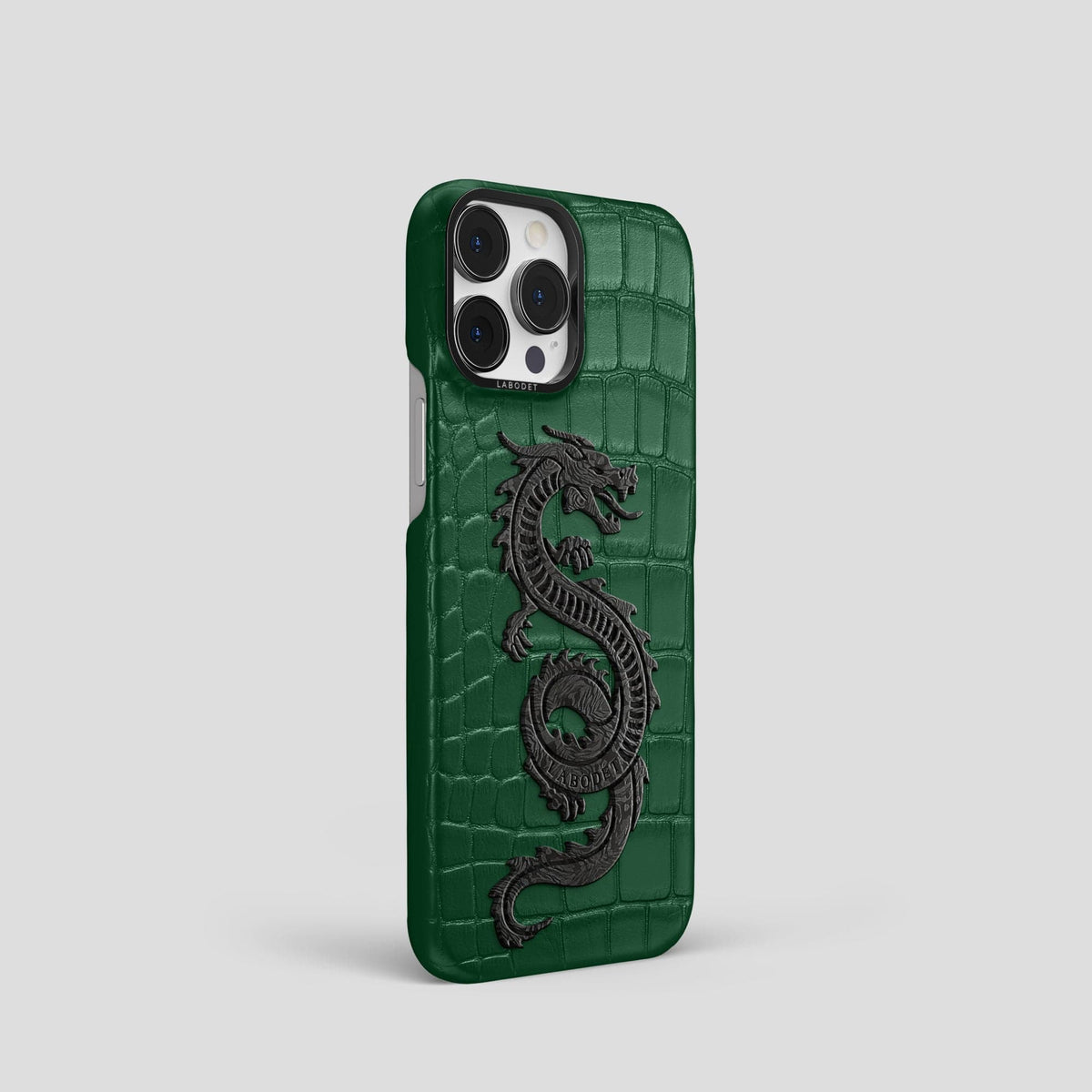 Forest-Green iPhone 13 Pro Classic Case Alligator with Black Metal -2 | Forest-Green-Black