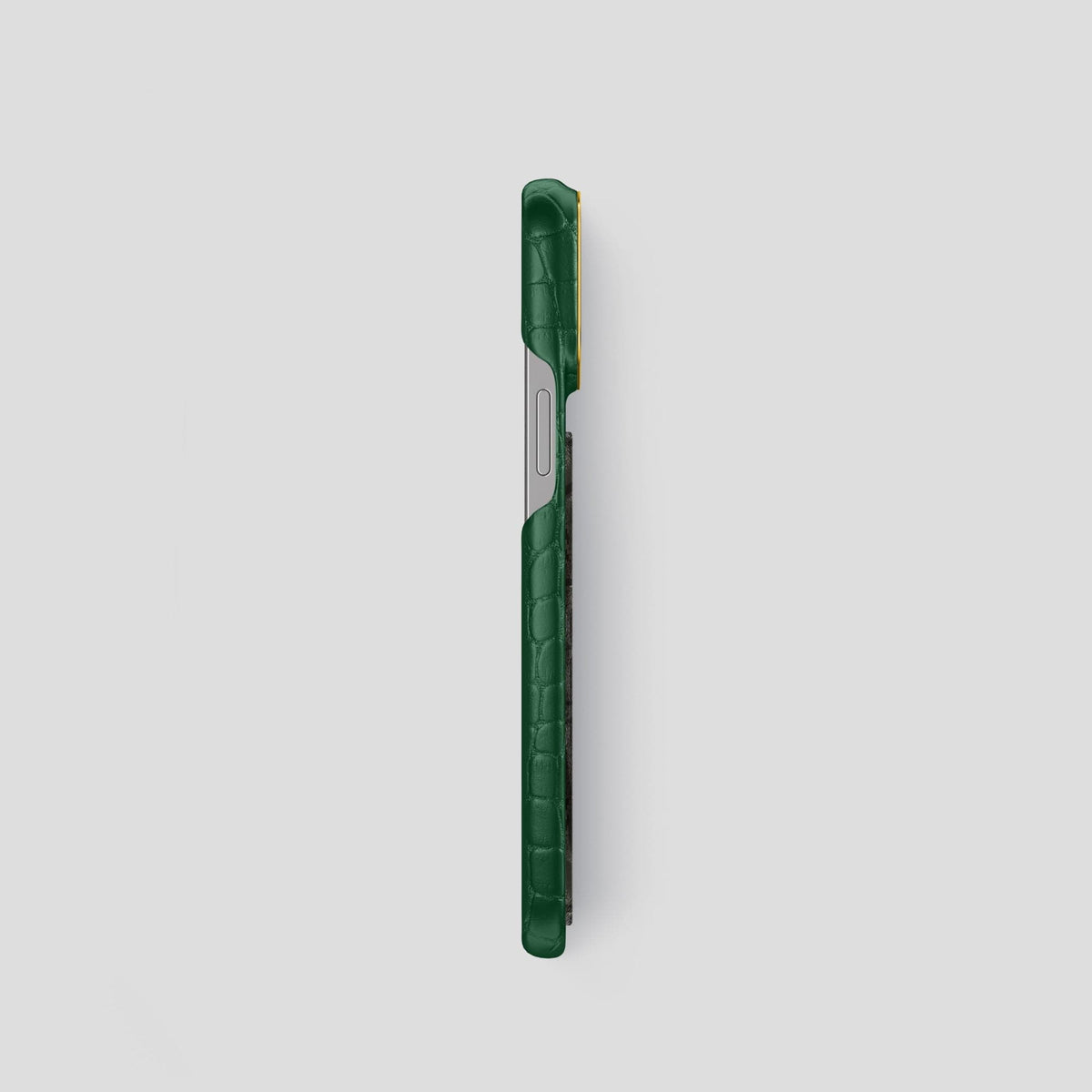 Forest-Green iPhone 13 Pro Classic Case Alligator with Gold Metal -3 | Forest-Green-Gold