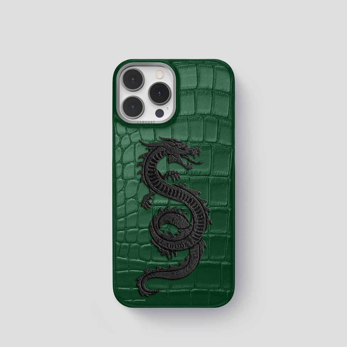 Forest-Green iPhone 13 Pro Classic Case Alligator with Steel Metal -1 | Forest-Green-Steel