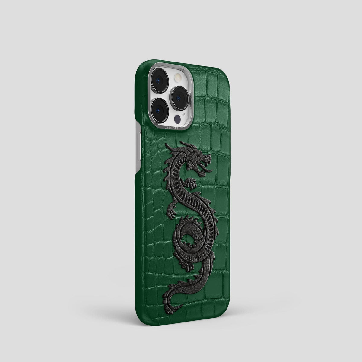 Forest-Green iPhone 13 Pro Classic Case Alligator with Steel Metal -2 | Forest-Green-Steel