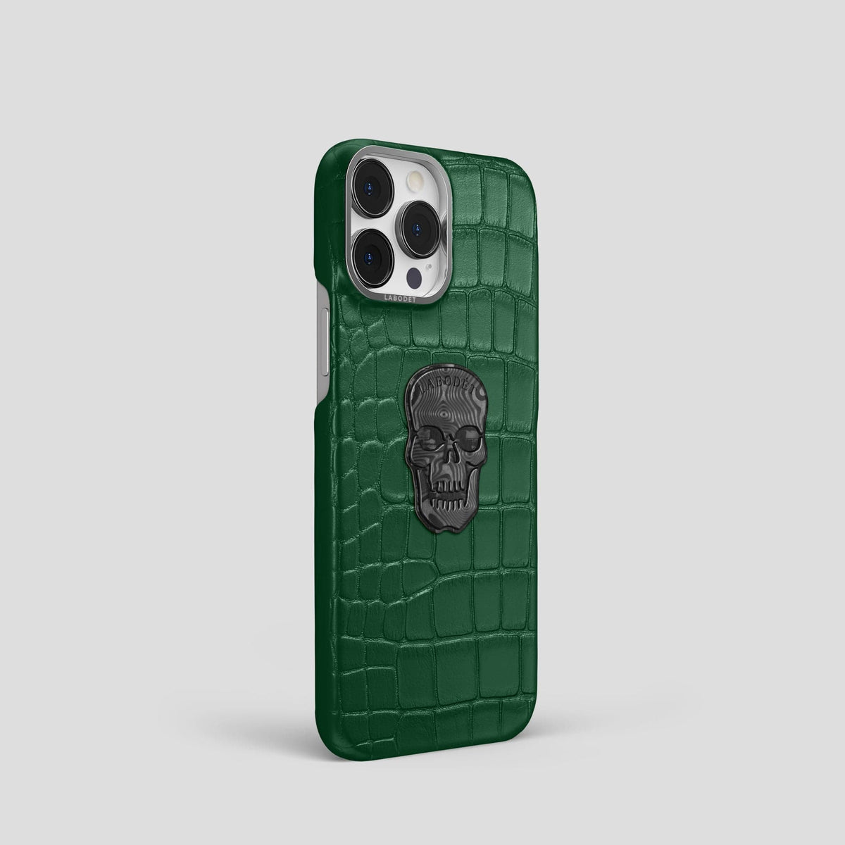 Forest-Green iPhone 13 Pro Classic Case Alligator with Steel Metal -2 | Forest-Green-Steel