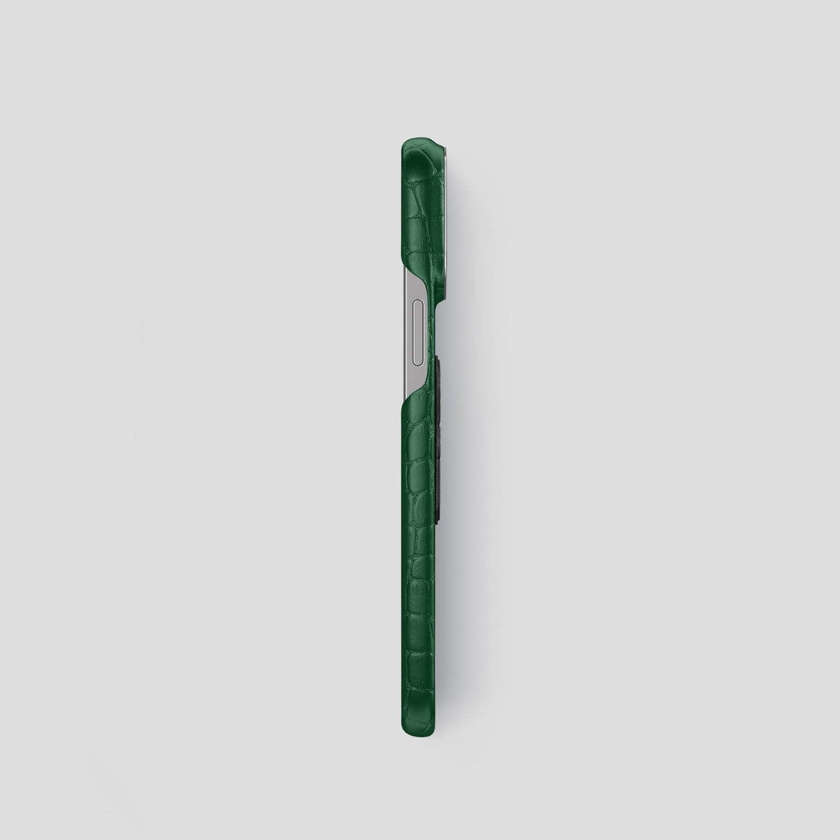 Forest-Green iPhone 13 Pro Classic Case Alligator with Steel Metal -3 | Forest-Green-Steel