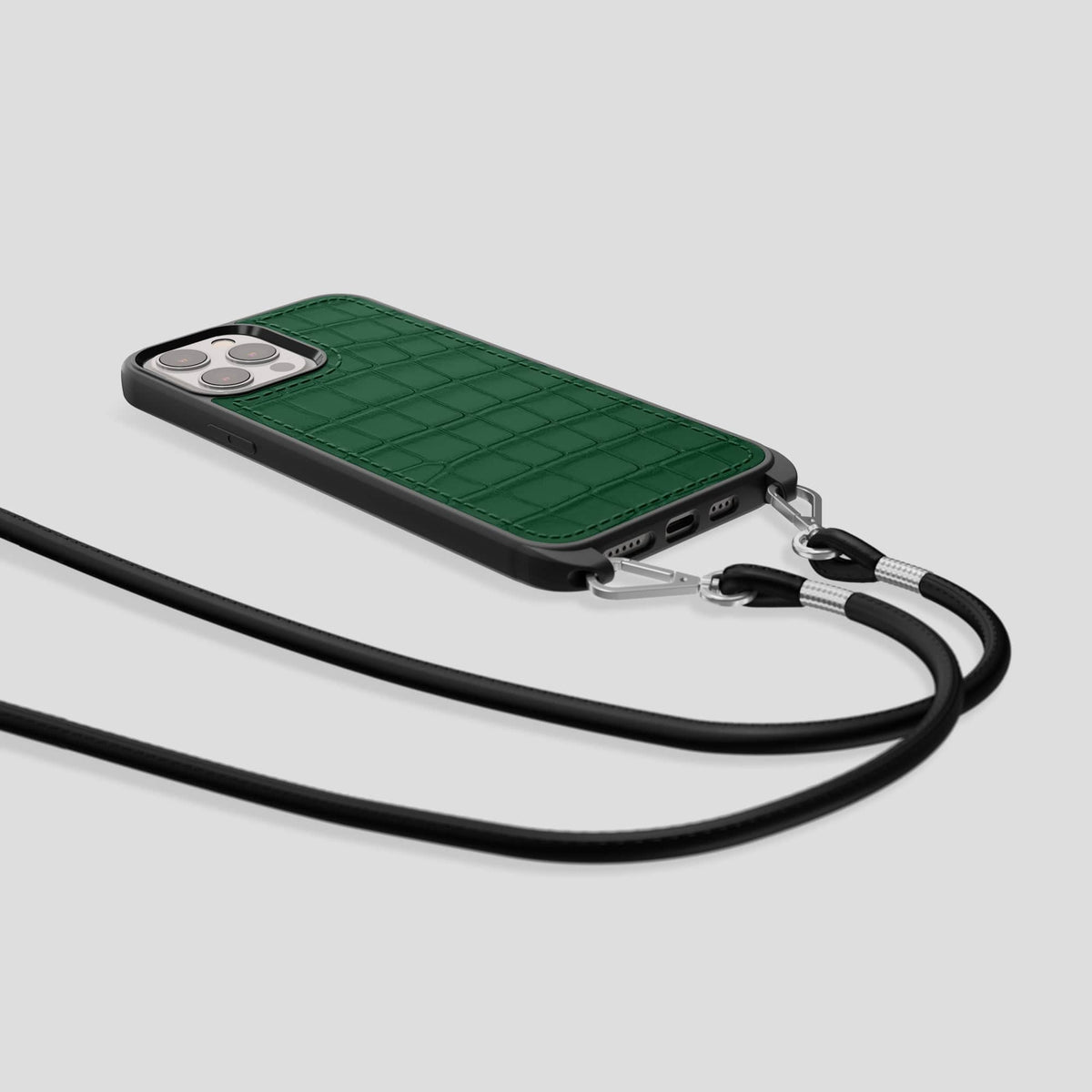 Forest-Green iPhone 13 Pro Crossbody Sport Case Alligator -6 | Forest-Green
